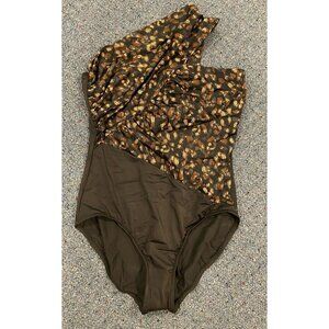 NWT Magicsuit Bathing Suit Swim One Piece Shoulder Underwire Black Brown 16 New